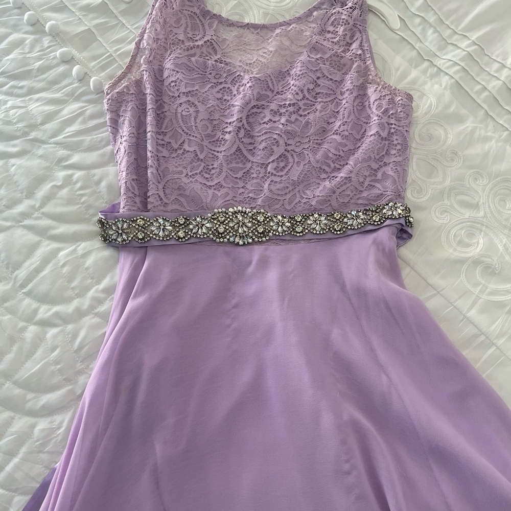 Elegant Lilac Lace Kids Dress - Picture 3 of 4